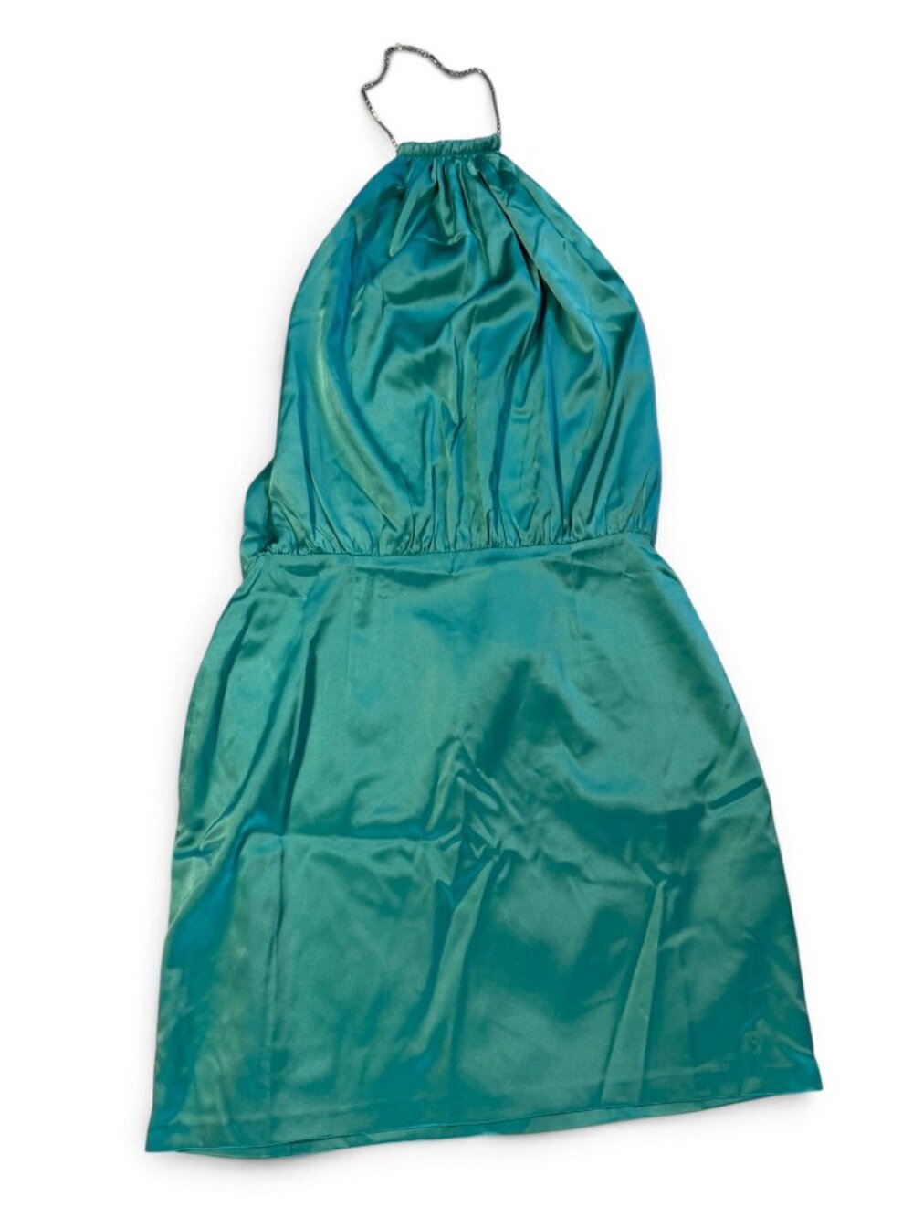 Retrofête Anahita Silk Mini Dress - Turquoise, S, NWT